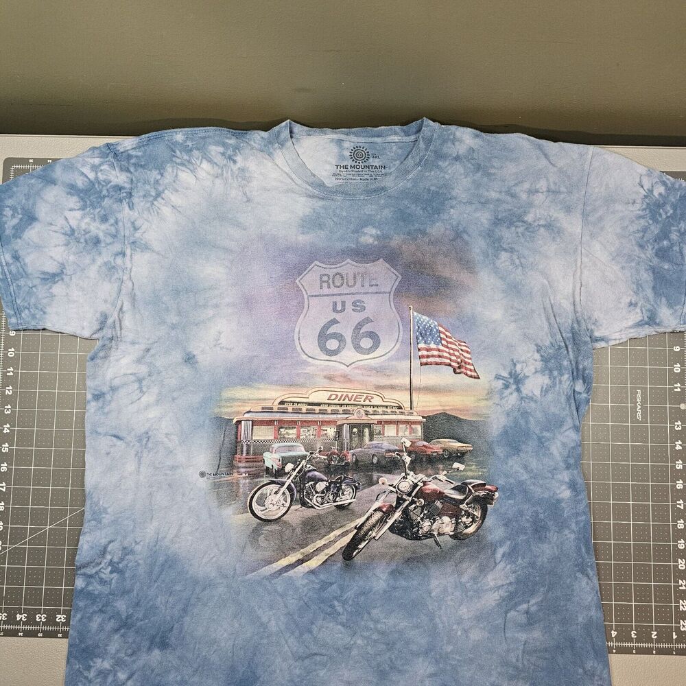 The Mountain Route 66 Tshirt XXXL Blue Tie Dye Greg Giordano Biker Motorcycle